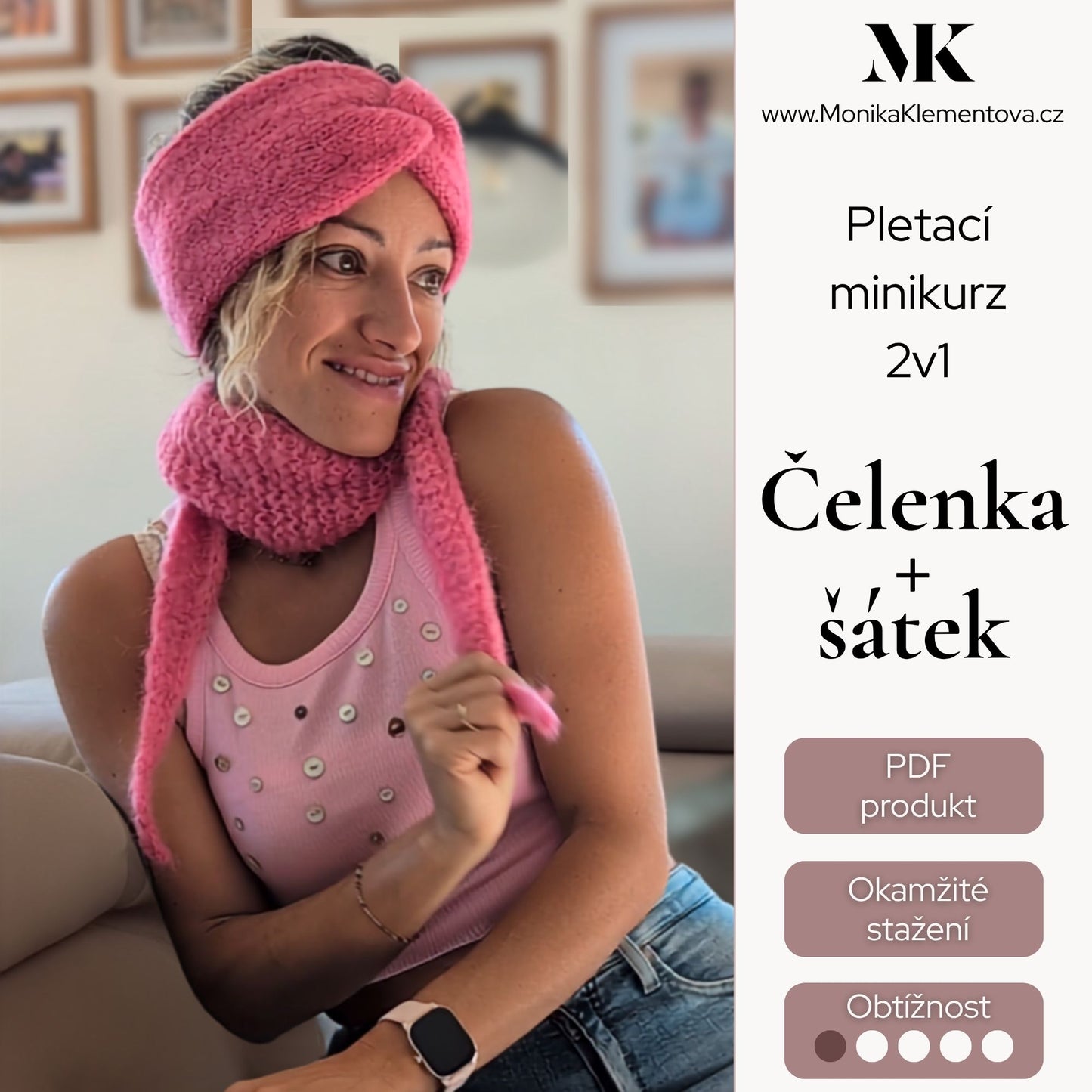 Minikurz pletení 2v1 - čelenka + šátek