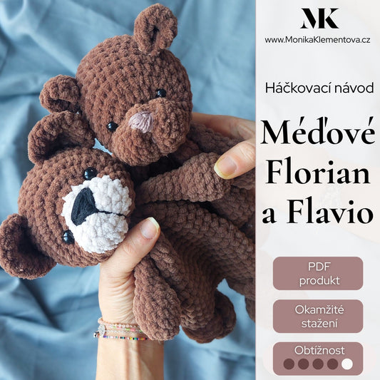 Návod: dva háčkovaní medvídci Florian a Flavio