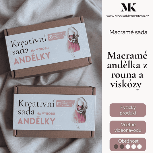 Macramé sada s návodem - Andělky z rouna a viskózy