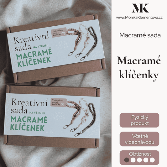 Macramé sada s návodem - 3x klíčenka